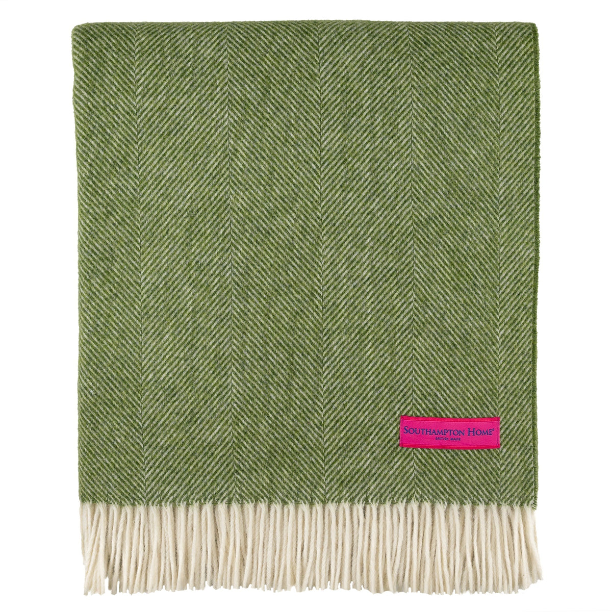 Southampton Home Shetland Lambswool Herringbone Throw – Evergreen