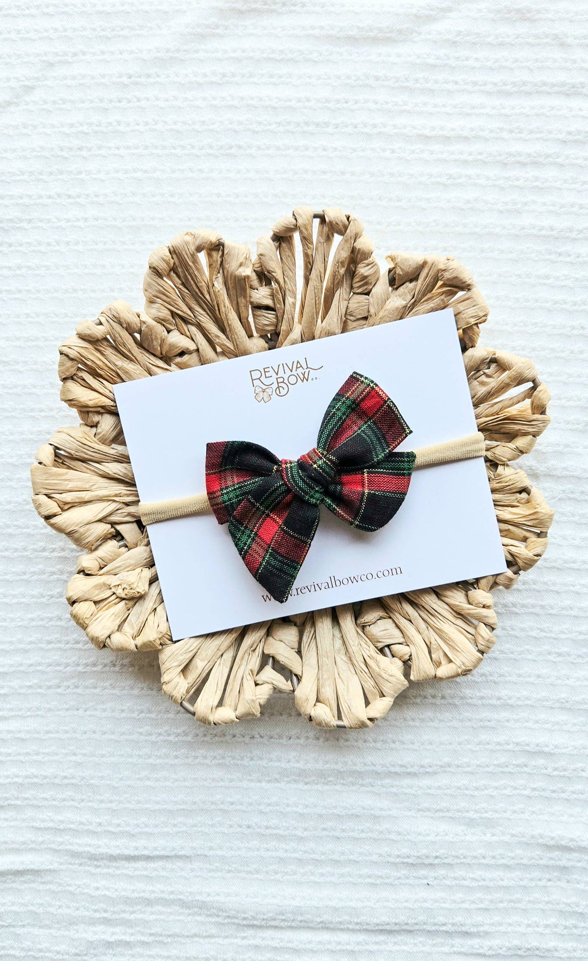 Small Bow Headband • Christmas Plaid