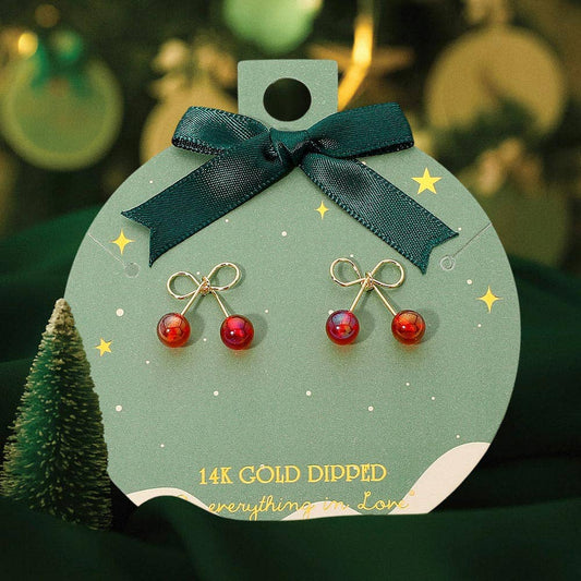 14K Gold Dipped Ball Tip Bow Stud Earrings