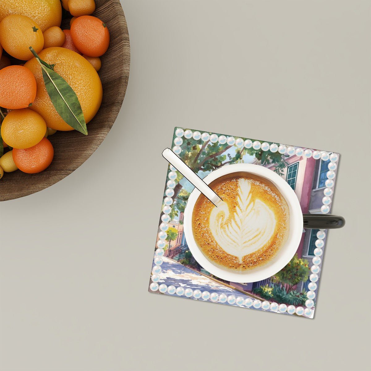 Charleston South Carolina Preppy Rainbow Row Square Ceramic Coasters