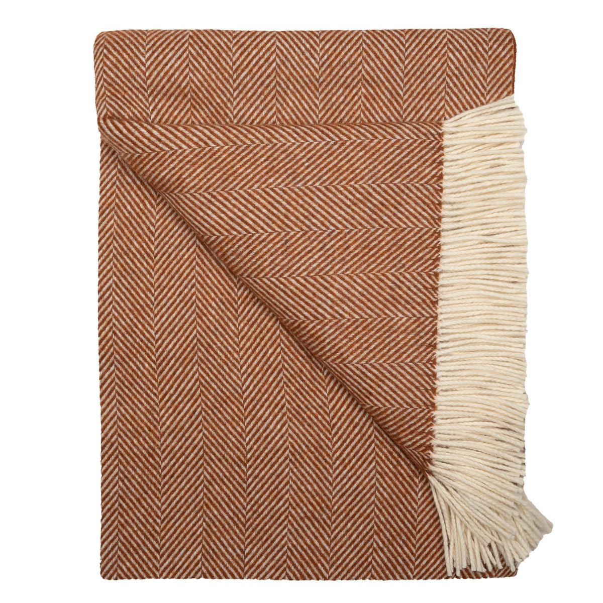Southampton Home Merino Wool Herringbone Throw - Rust