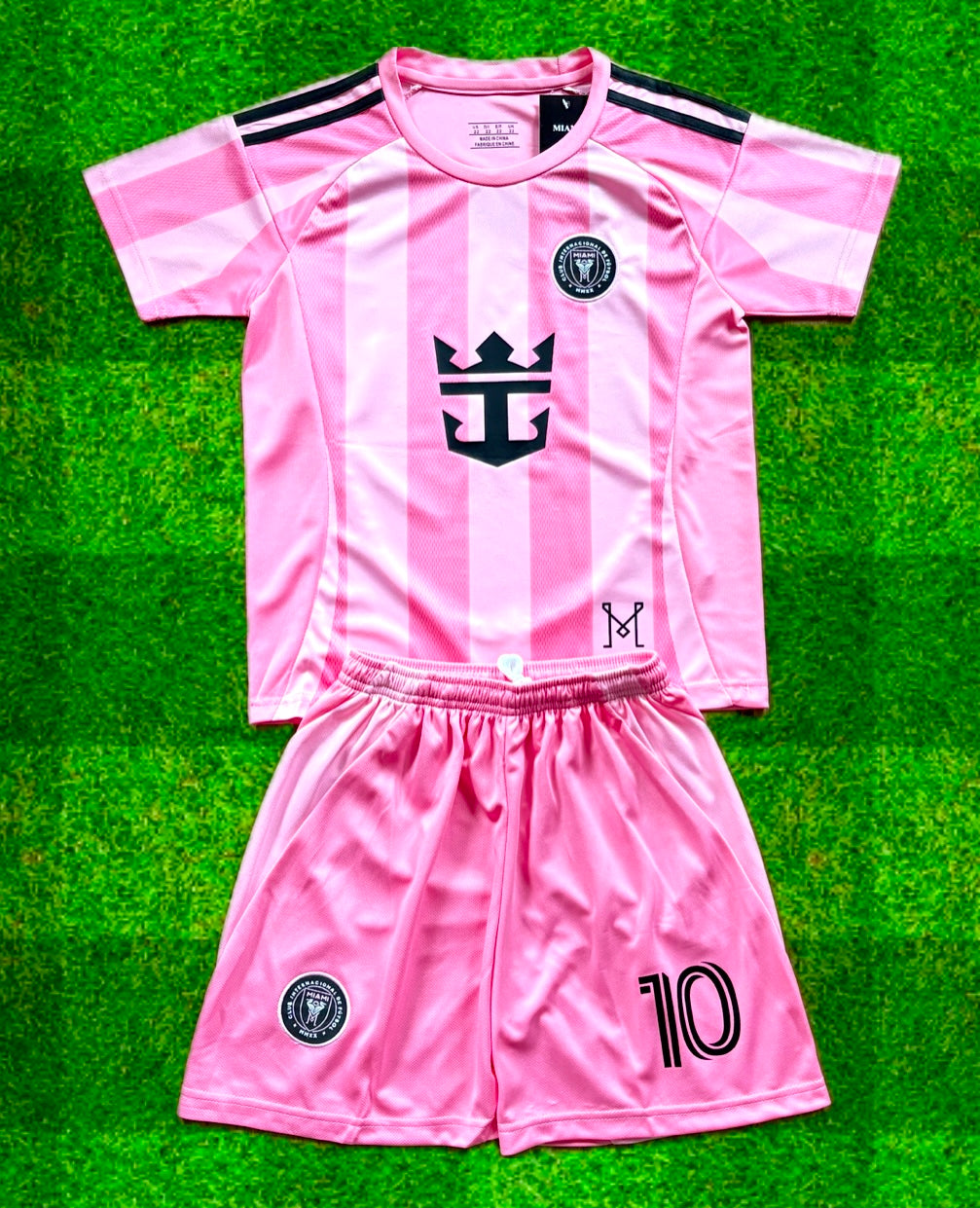Lionel Messi Miami Home Kids Soccer Jersey Pink Set Football Youth Toddler