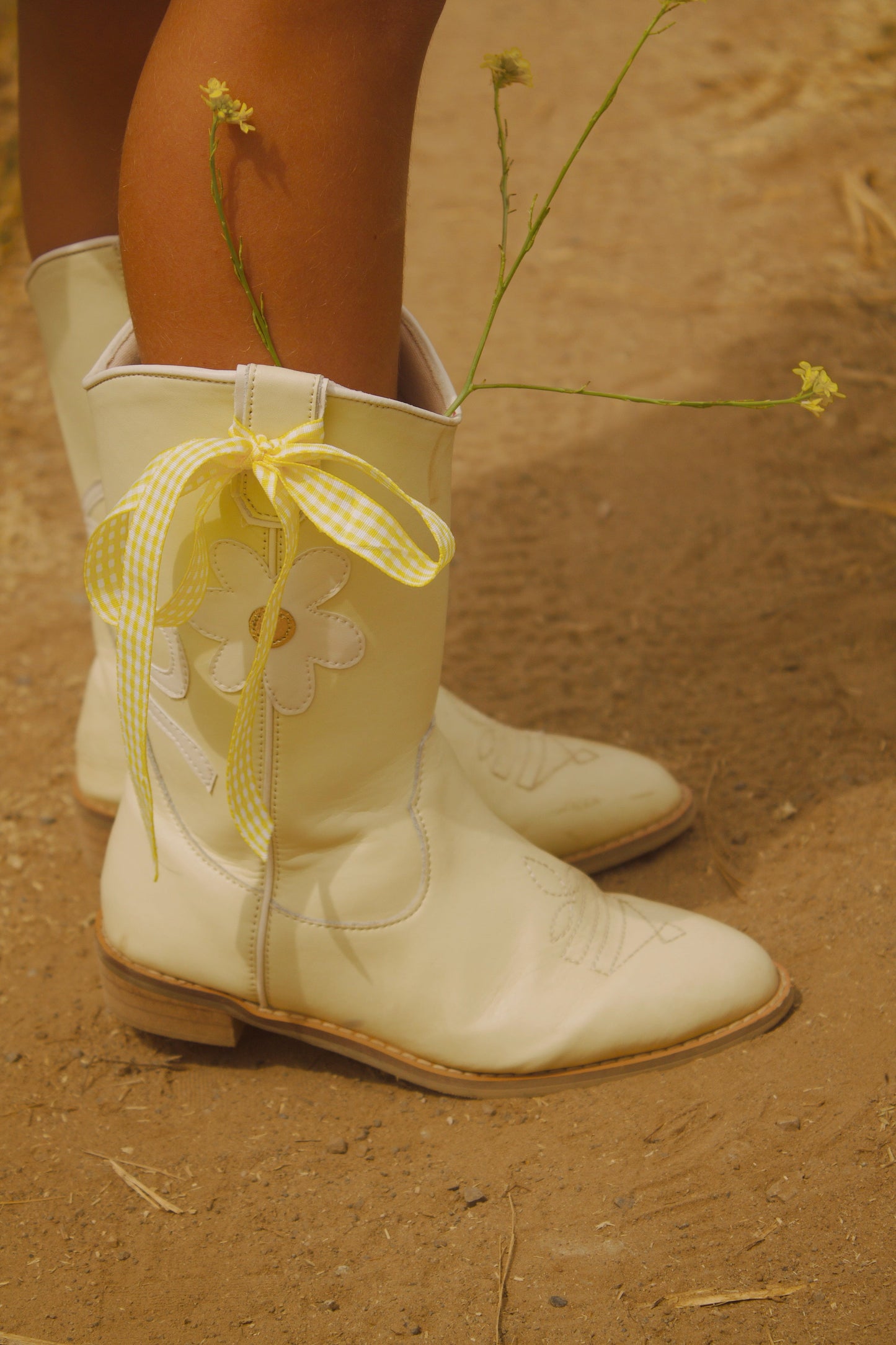 Chasing Daisies Butter Yellow Toddler Cowgirl Boots – Vegan Leather Western Boots for Girls