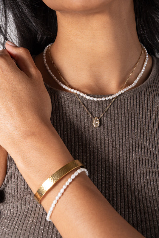 Pearl and Crystal Pendant Necklace