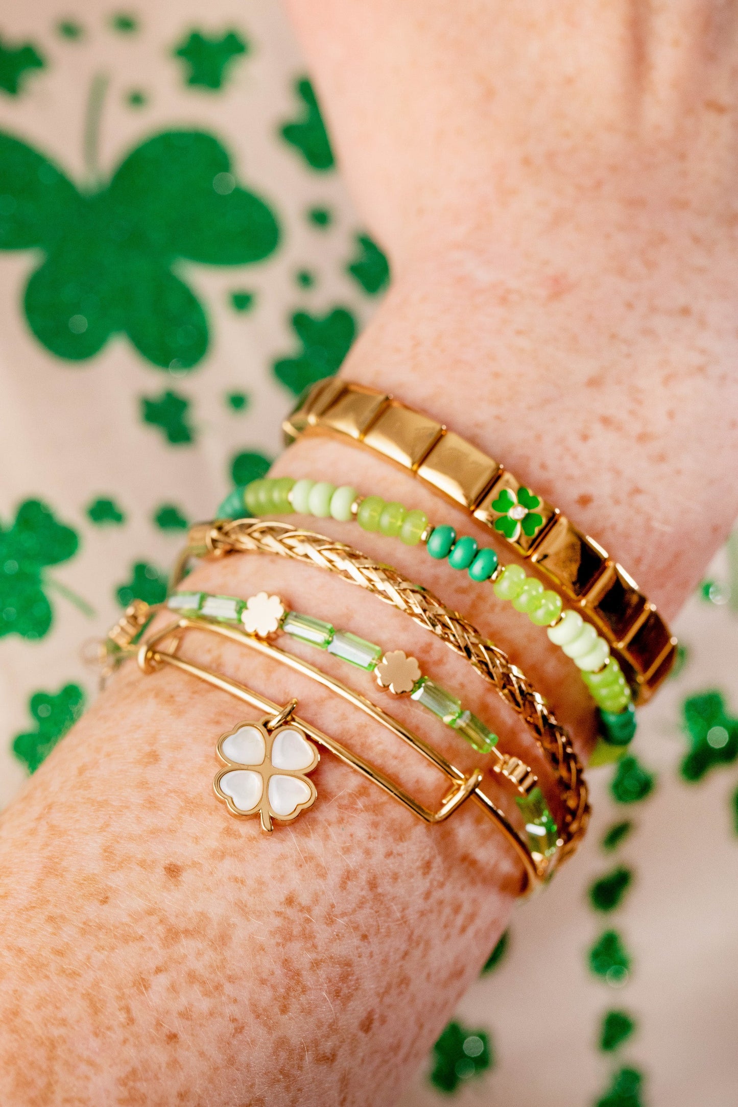 Lucky Four-Leaf Clover Set of 3 Bangles