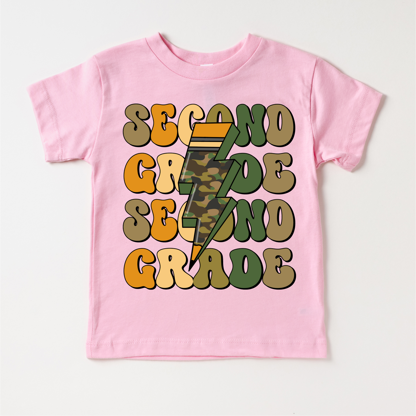 Second Grade Camo Lighting Bolt Shirt - Back To School Tee