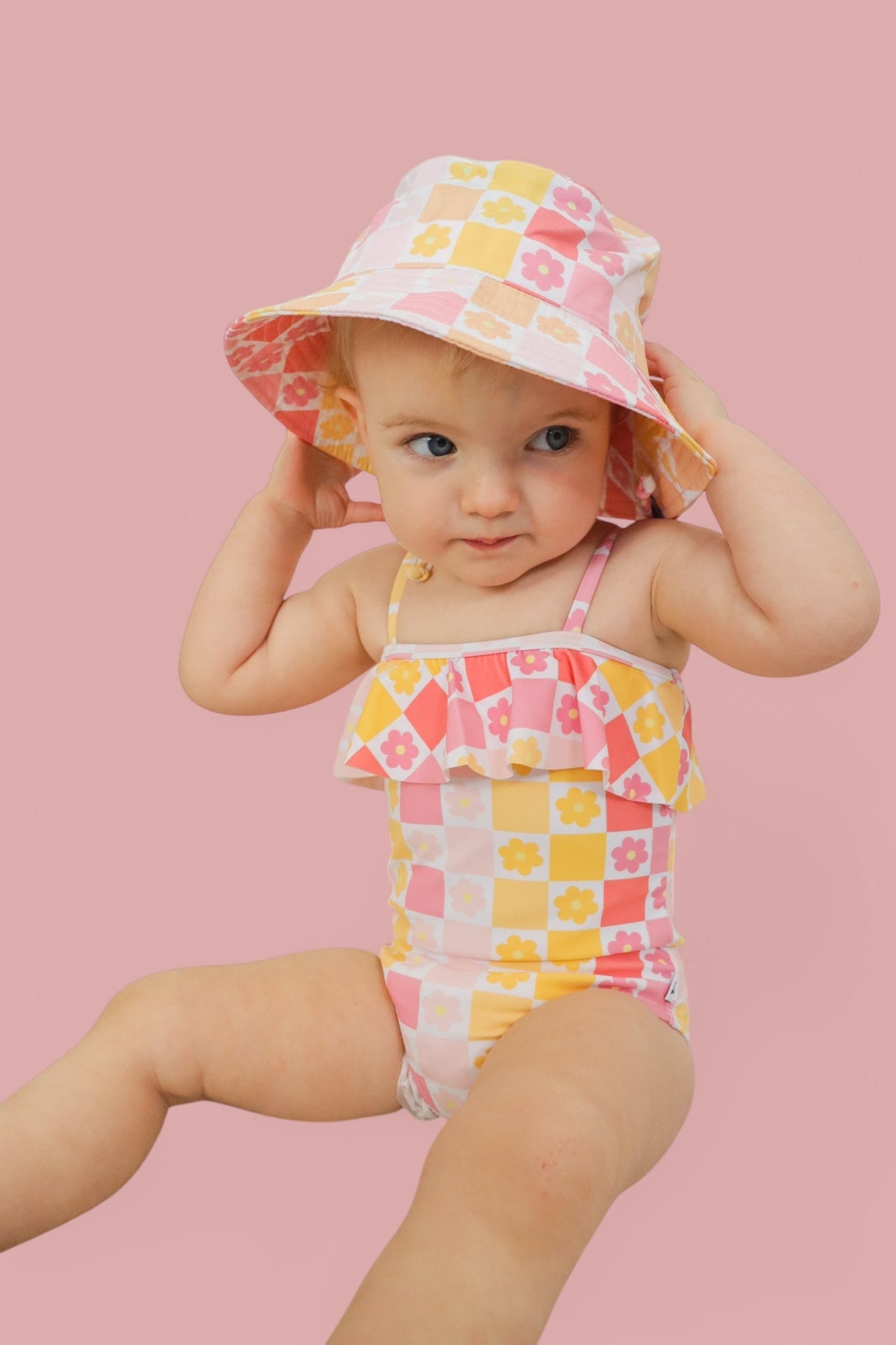 SUMMER SUNSET CHECKERS DREAM ONE PIECE SWIM SUIT
