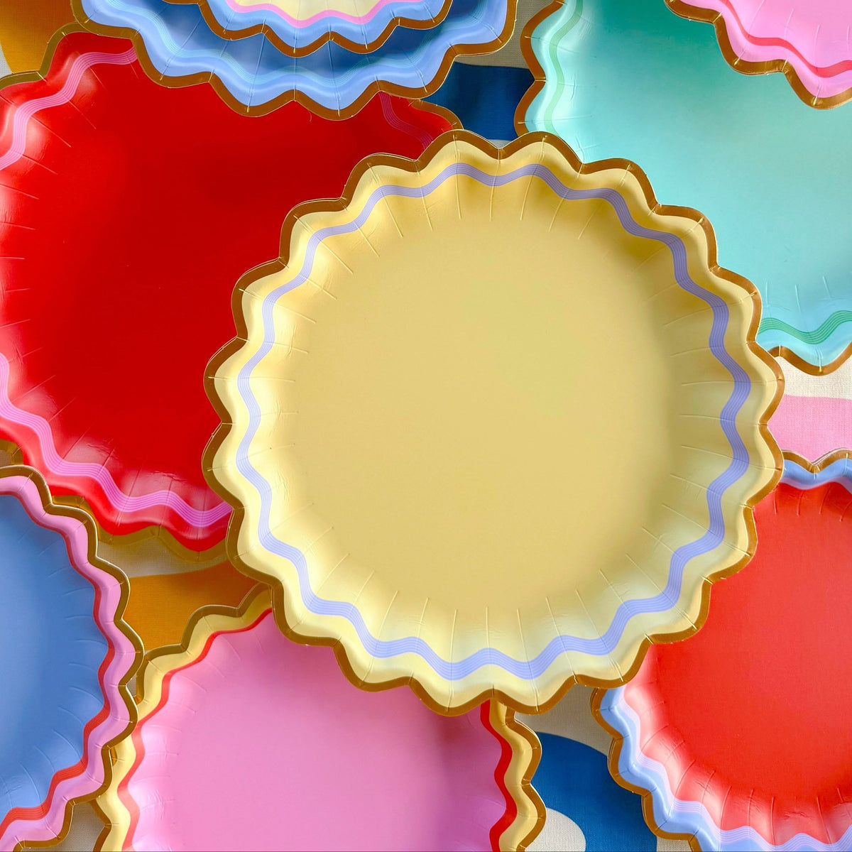 Rainbow Ric Rac Assorted Dinner Plates (10 count)