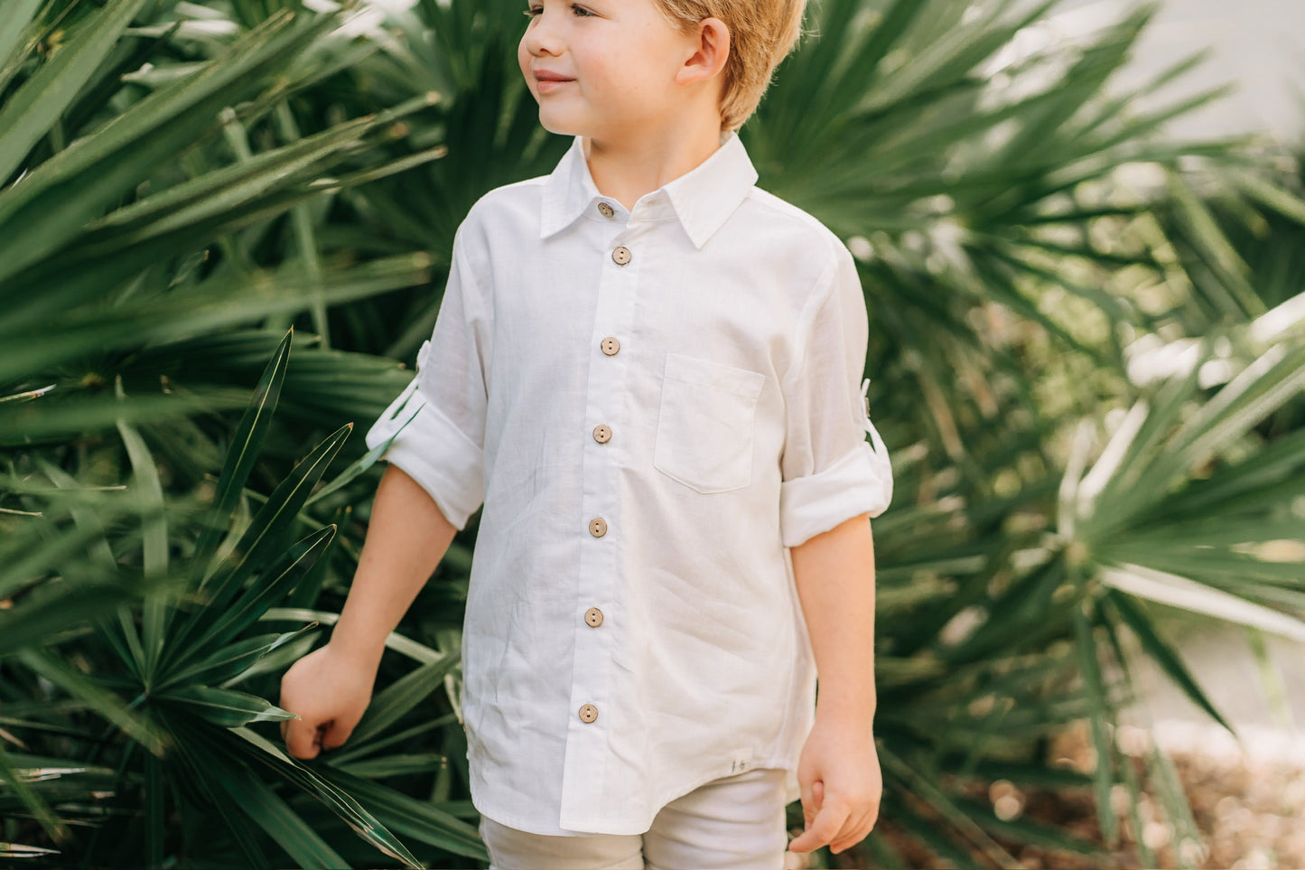 White Bamboo Linen Button-up Shirt