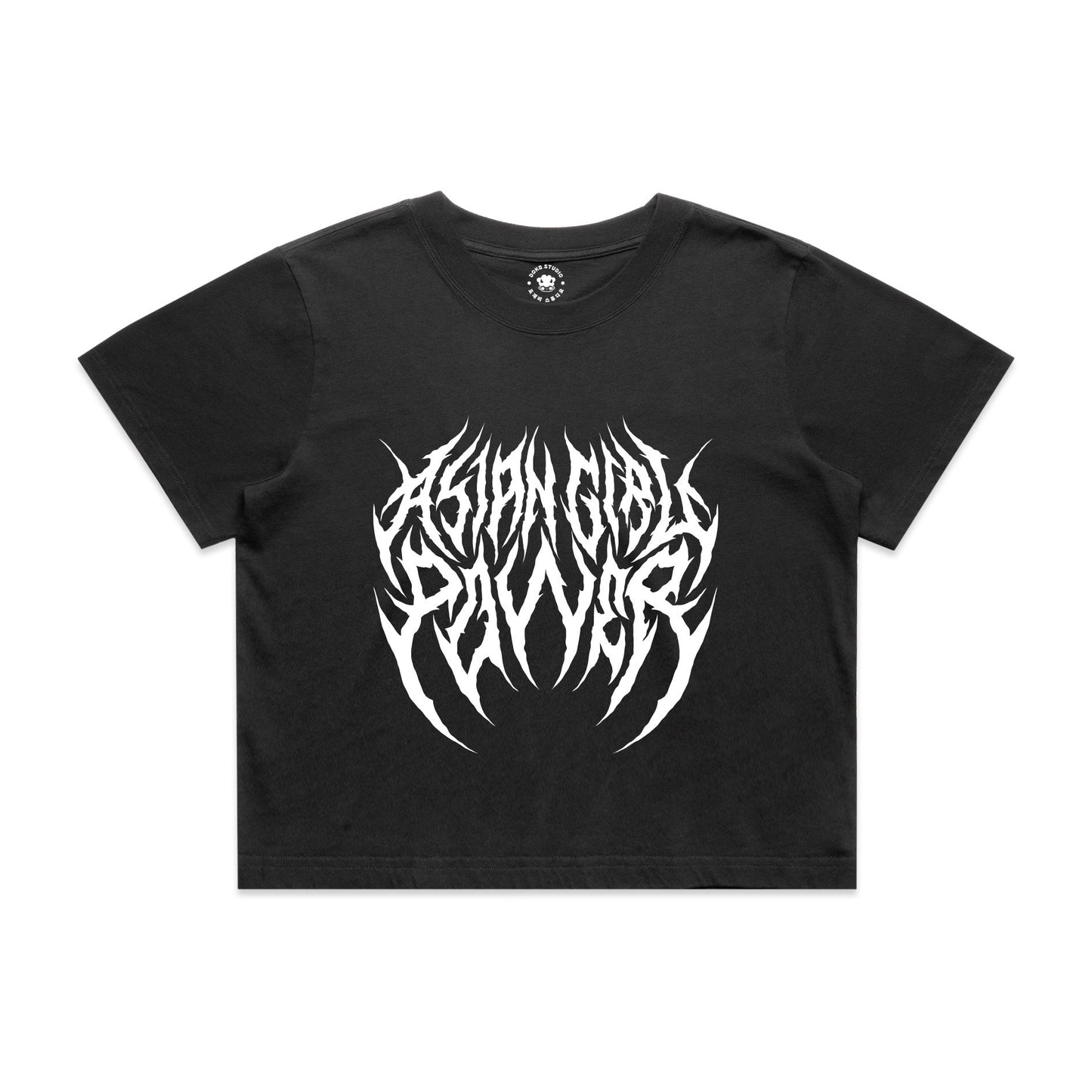 Asian Girl Power Metal Crop Tee