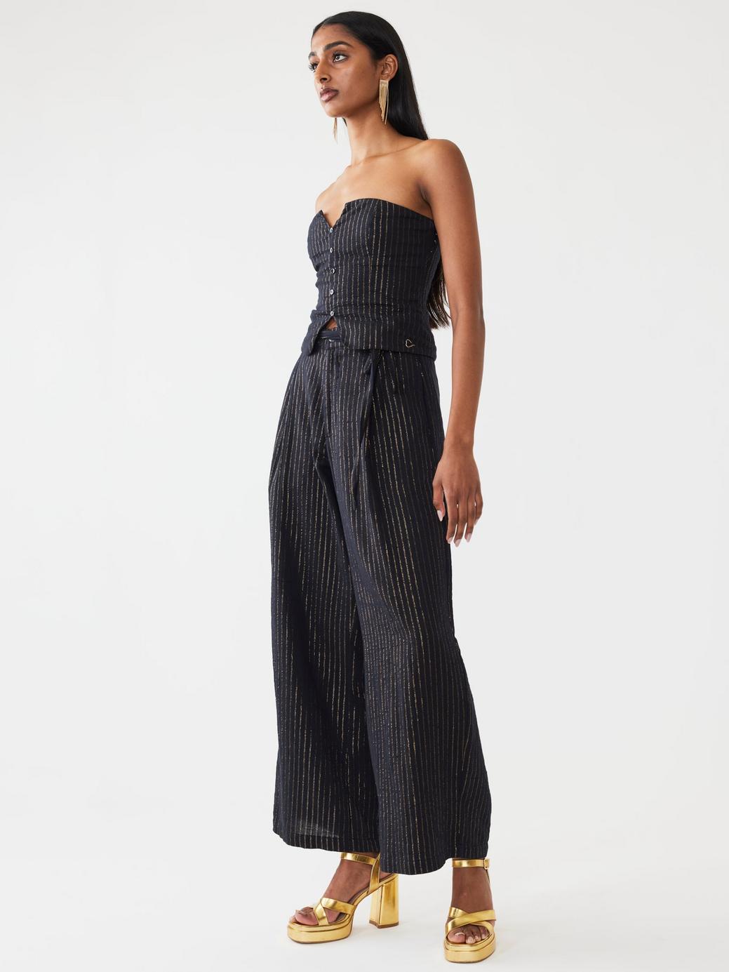 Michelle Top - Black Lurex Stripe