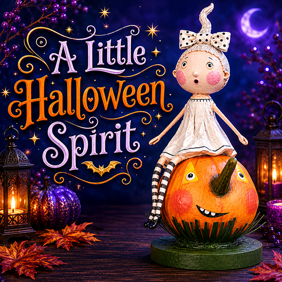 A Little Halloween Spirit Figurine by Lori Mitchell *NEW FOR 2025*