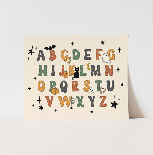 {Earth Tone} Halloween Alphabet Art Print