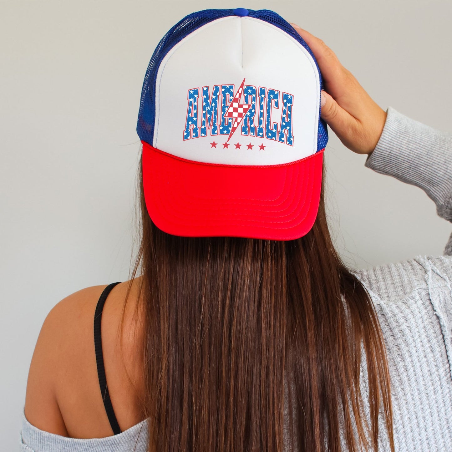 America, Lightning Bolt, Patriotic, Snapback Trucker Hat