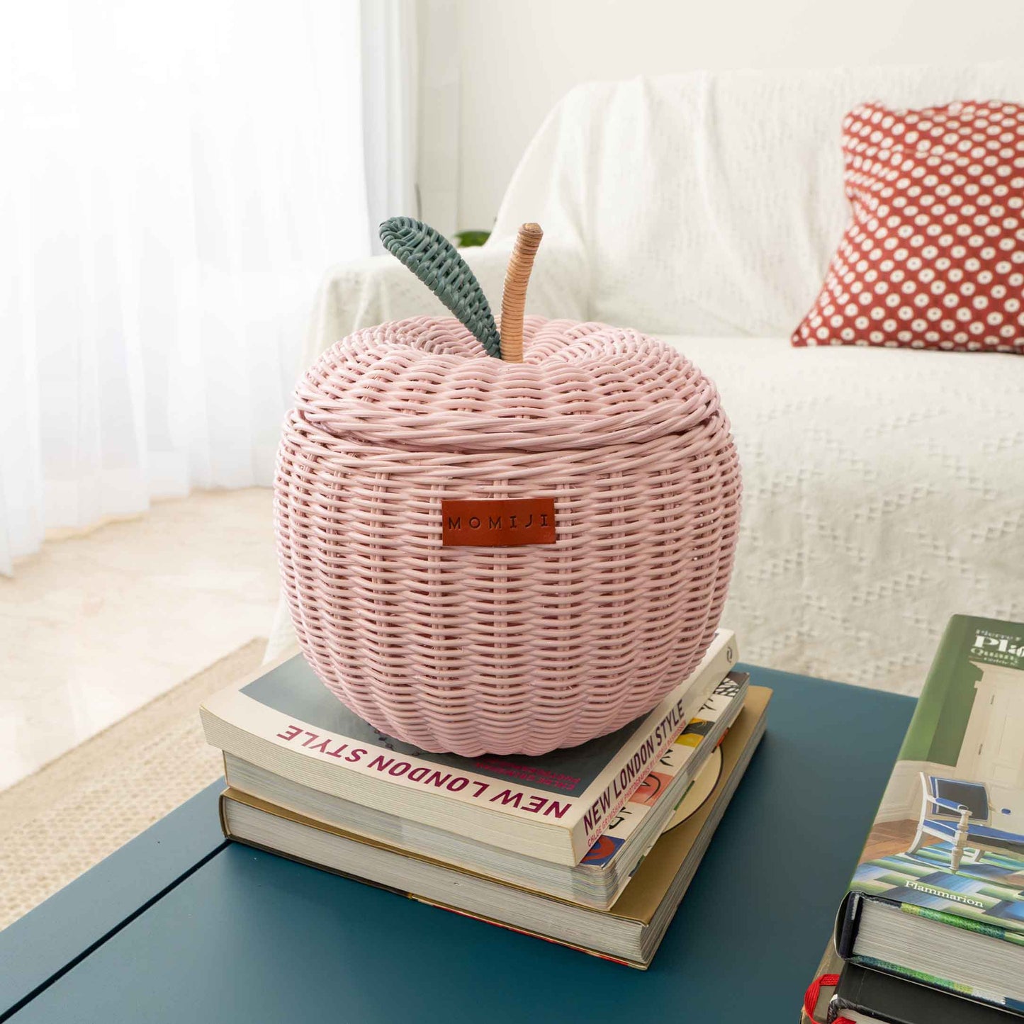 Apple Rattan Storage Basket Pink - Small