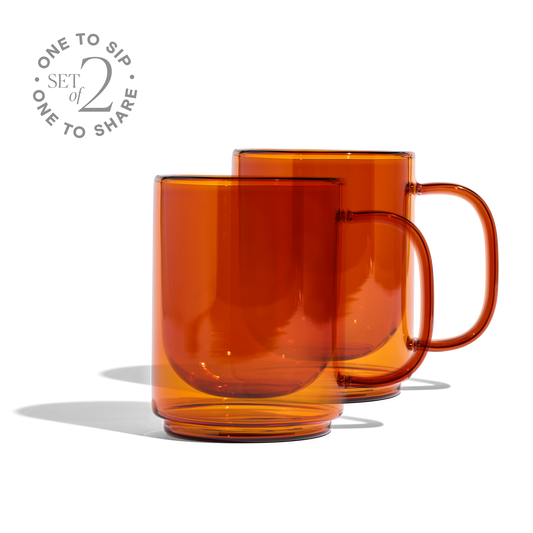Cove 12oz Glass Mug - Set of 2 - Amber