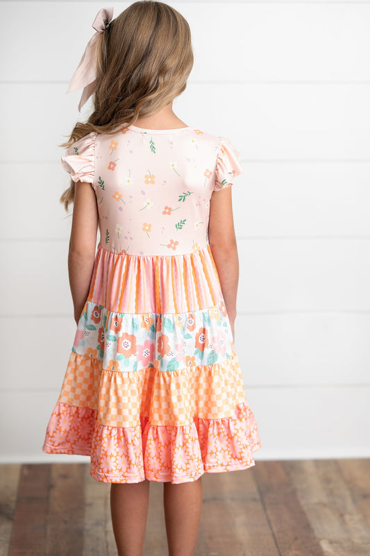 Ava Retro Floral Tiered Dress