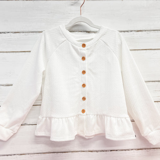 Spring Ruffle Cardigan (white, pink, lavender)