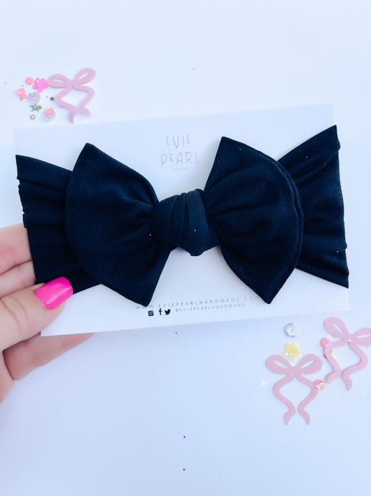 Black Solid Baby Bow Turban
