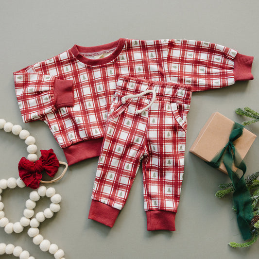 Red Plaid Christmas Tree Jogging pants