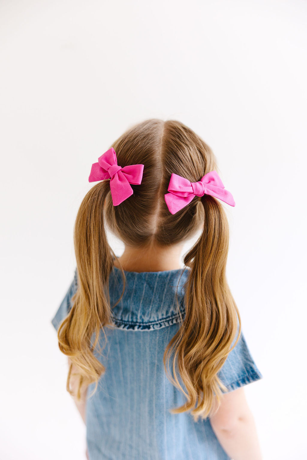 Hot Pink Mini Solid Pinwheel Pigtail Bow Set