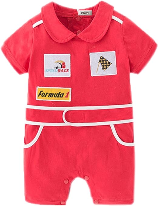Red Baby Racer Cotton Costume Romper