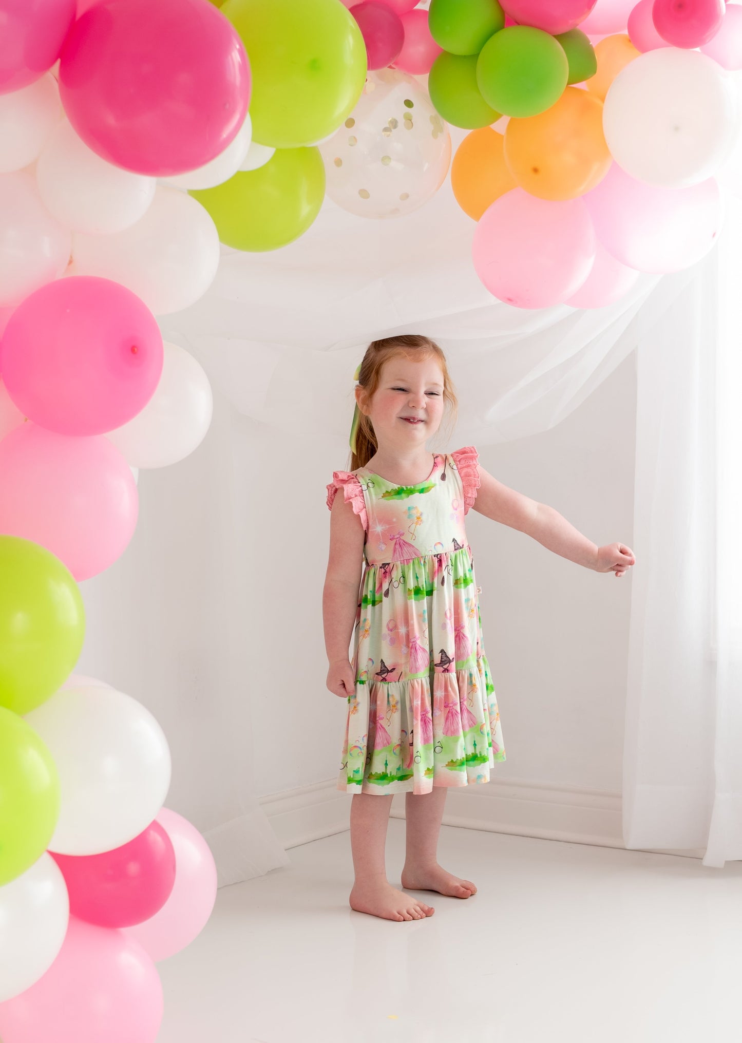 Popular Ruffle Lace Sleeve Tiered Twirl