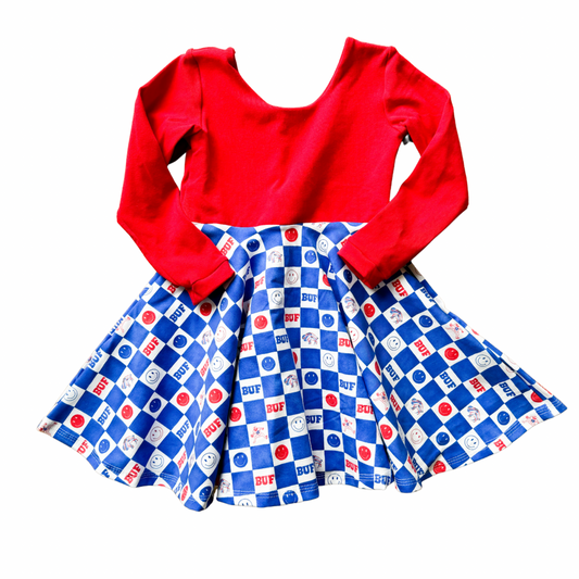 Buffalove Buffalo Check Twirl Dress (Red Bodice) - handmade item - preorder