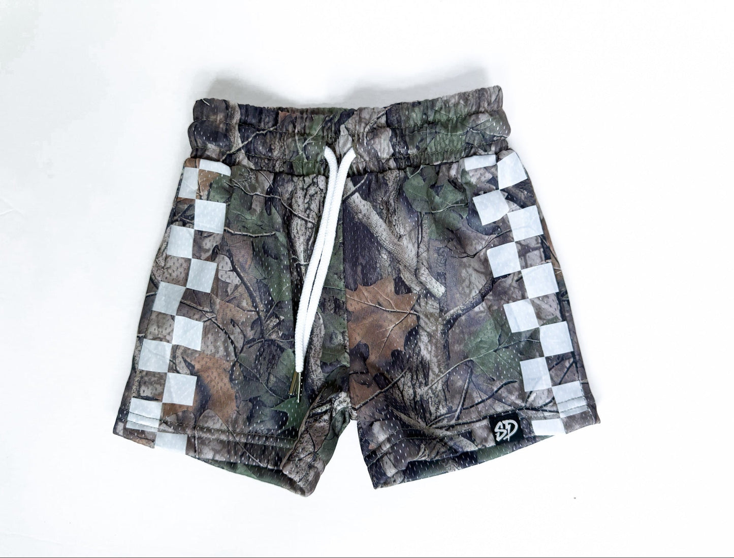 CAMO  •  MESH CHECKERED DRAWSTRING SHORTS
