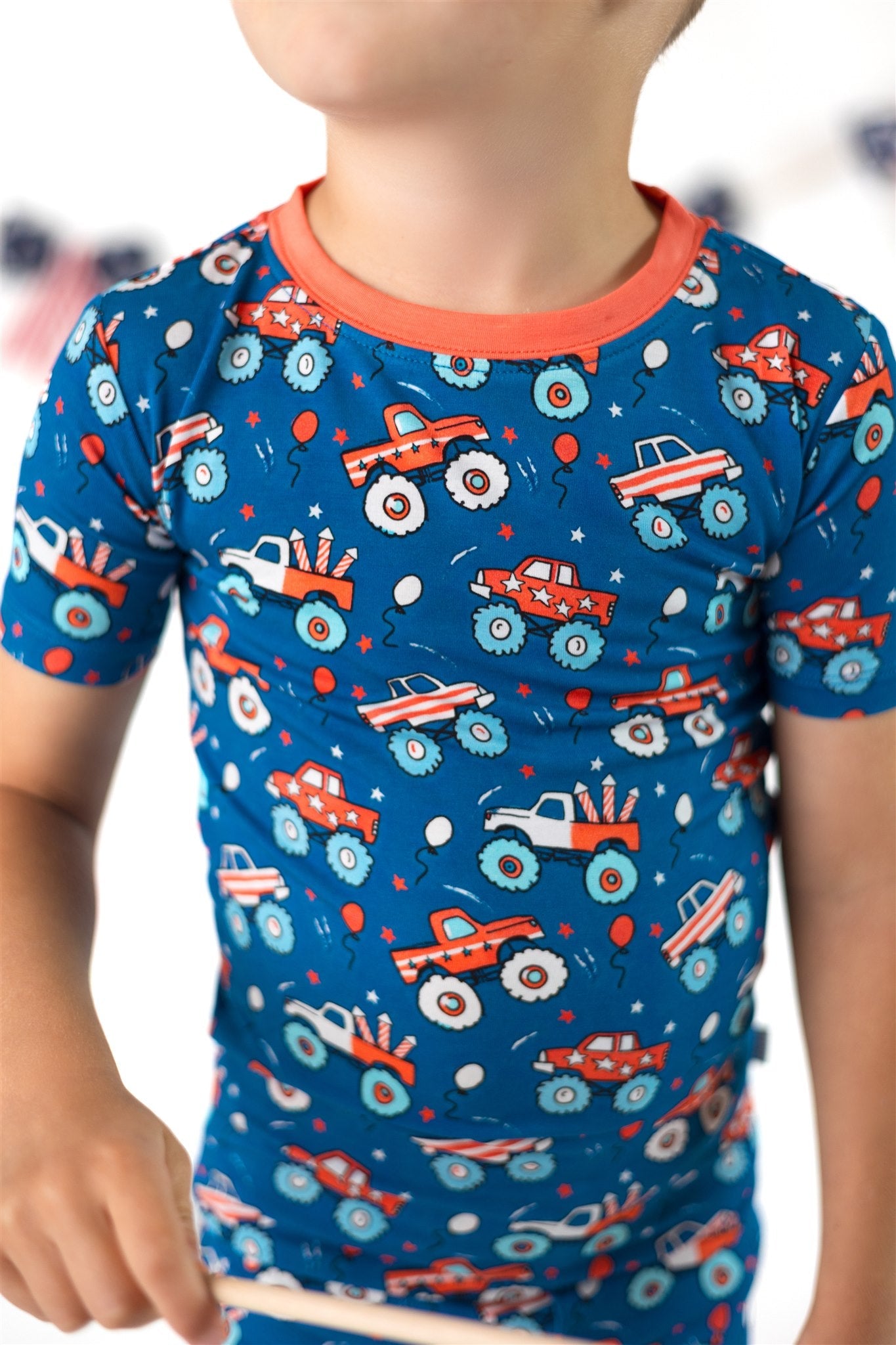 4th of July Monster Trucks & Rockets | Two Piece Short Sleeve Pajama Set