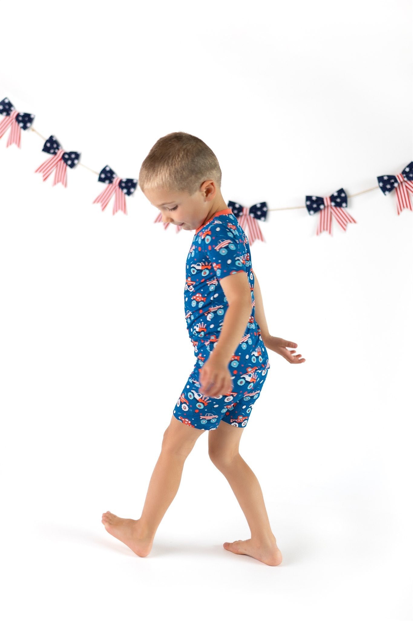 4th of July Monster Trucks & Rockets | Two Piece Short Sleeve Pajama Set