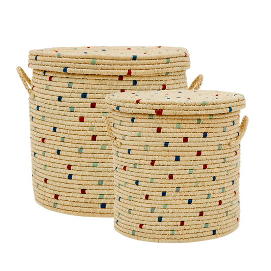 Large Round Raffia Basket- set of 2