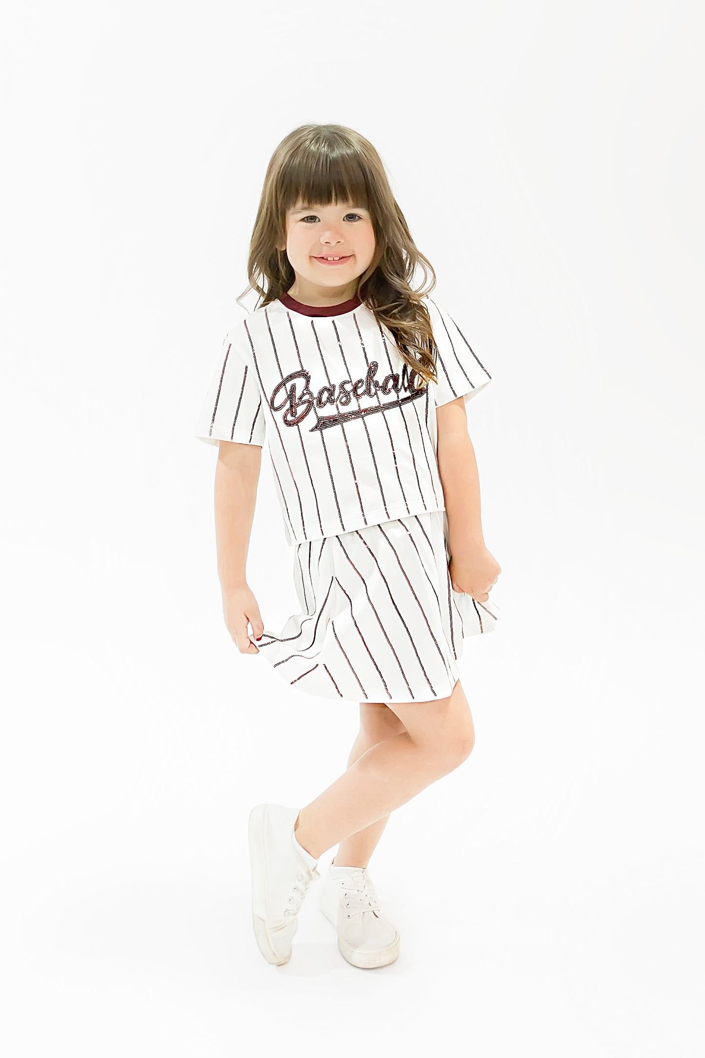 Baseball Maroon Striped Top