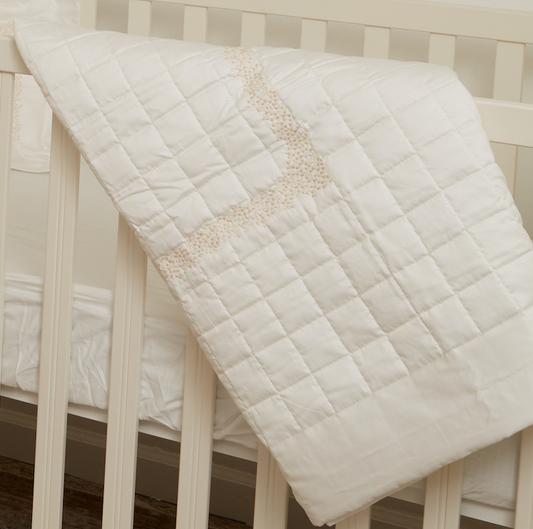 Embroidered Coverlet - Beige Pearls