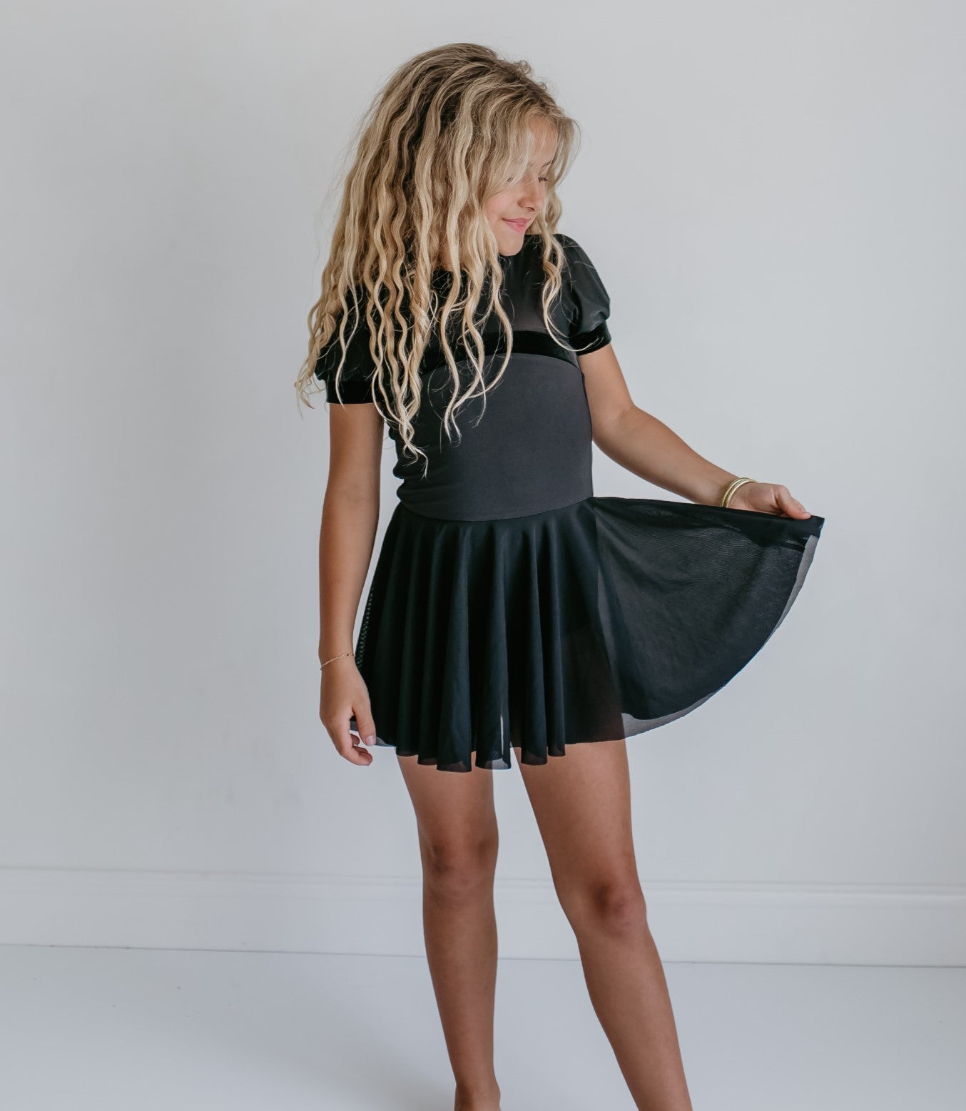 Black Sheer Skirted Leotard