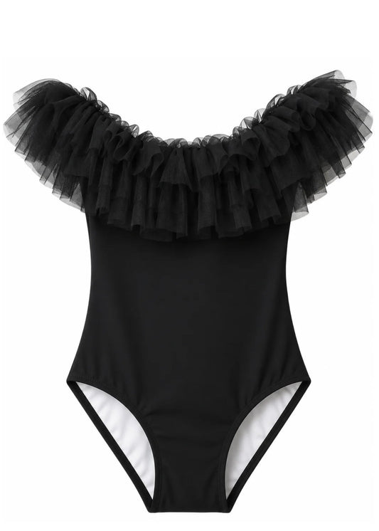 Black Swimsuit with Tulle
