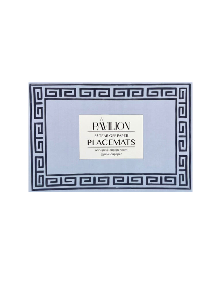 Pavilion Sky and Navy Greek Key Paper Placemat Pad