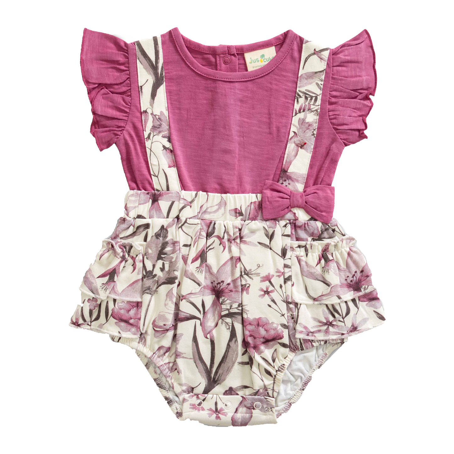Flutter Floral Cap Sleeve Onesie for Baby Girls - Mauve