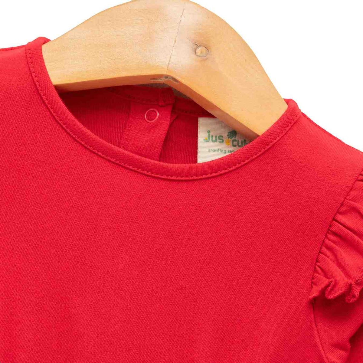 Ruffled Floral Full Sleeve Onesie for Baby Girls - Red