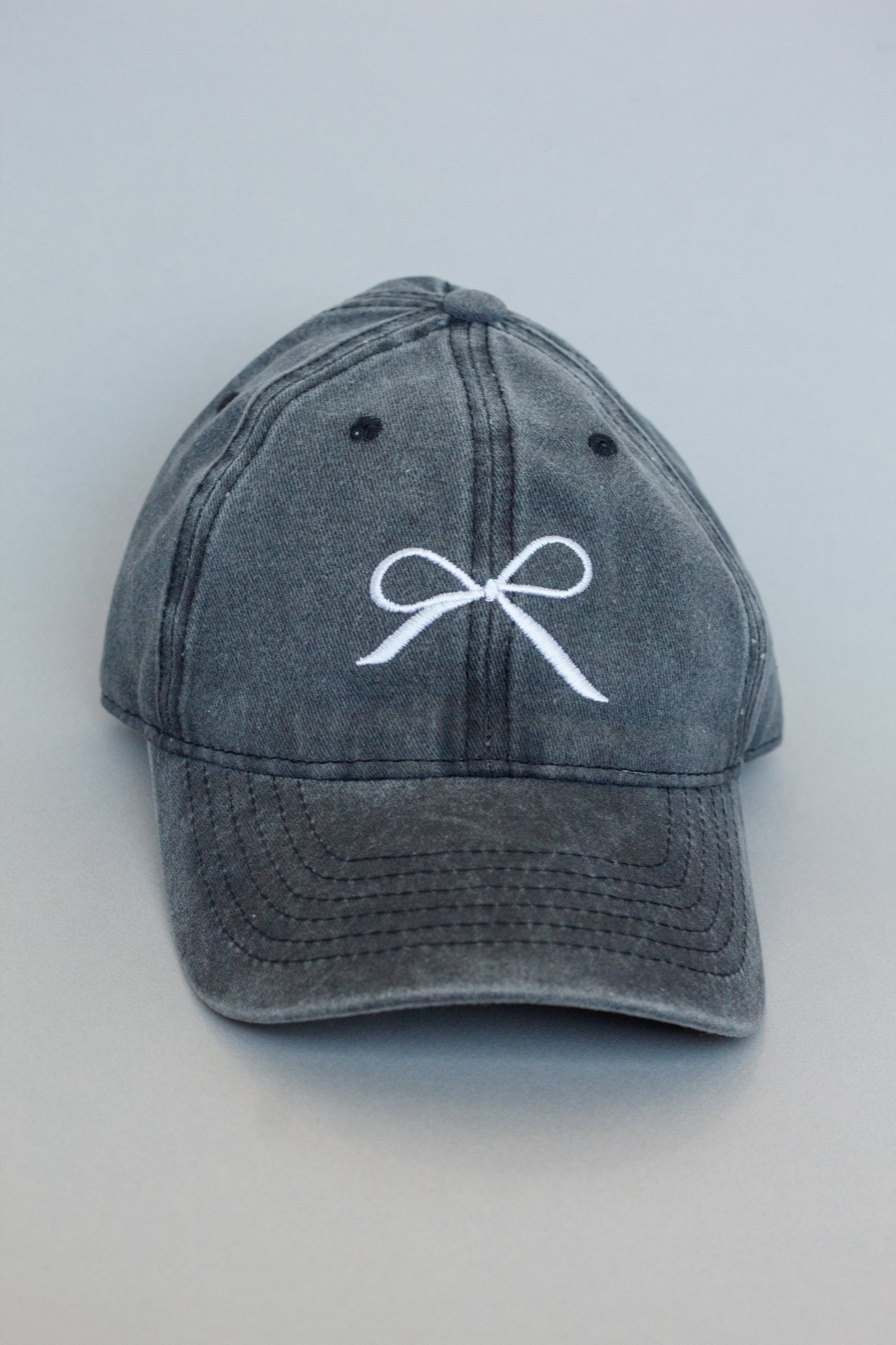 Distressed Black Bow Hat