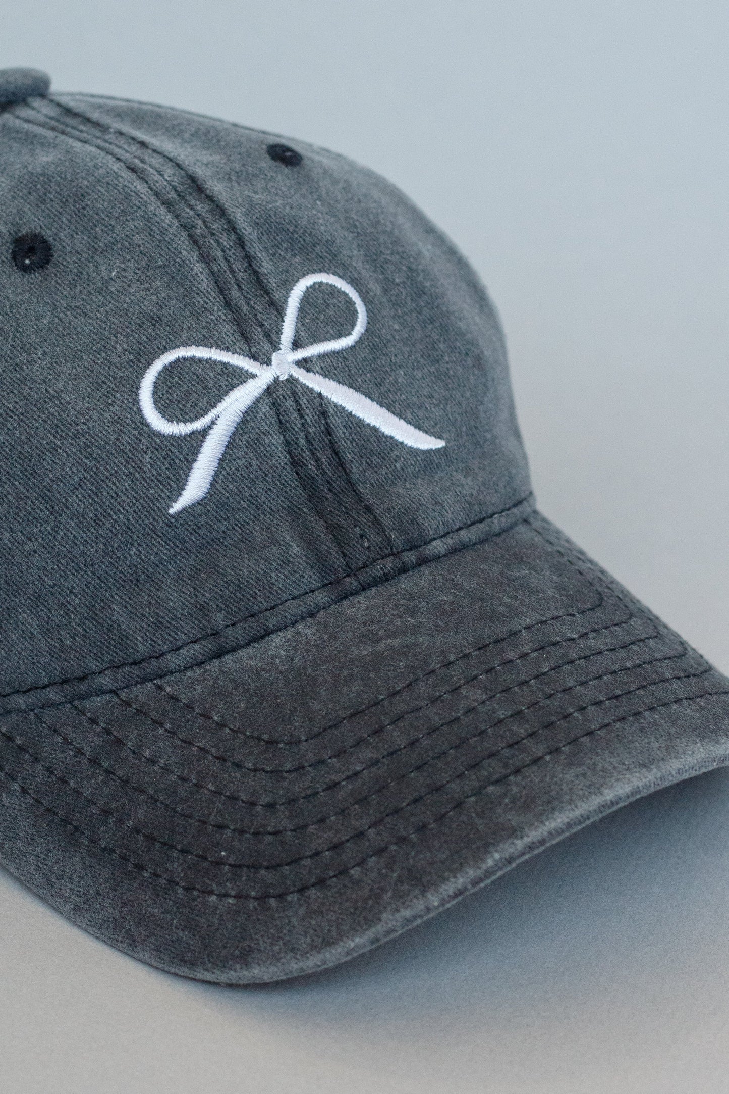 Distressed Black Bow Hat