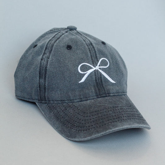 Distressed Black Bow Hat