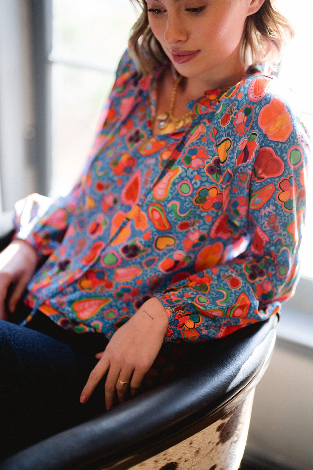 Nora Blouse - Azure - final sale