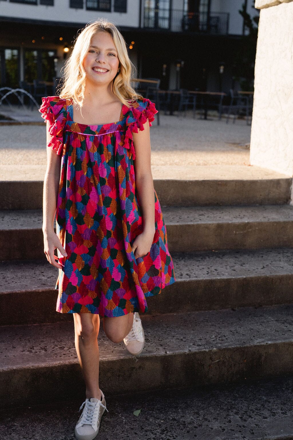 Girls Julie Tassel Sleeve Dress - final sale