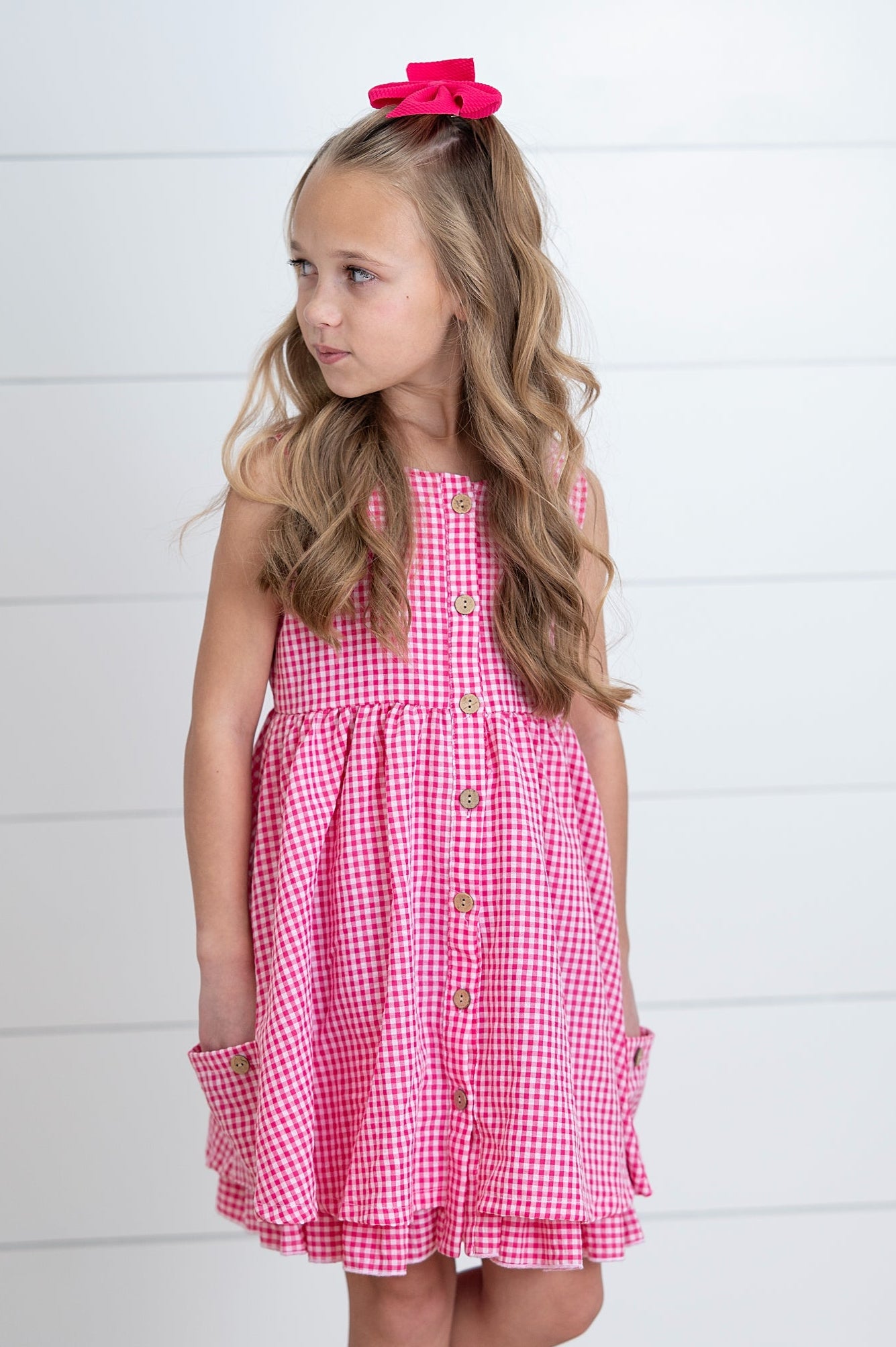 Brooke Hot Pink Gingham Dress