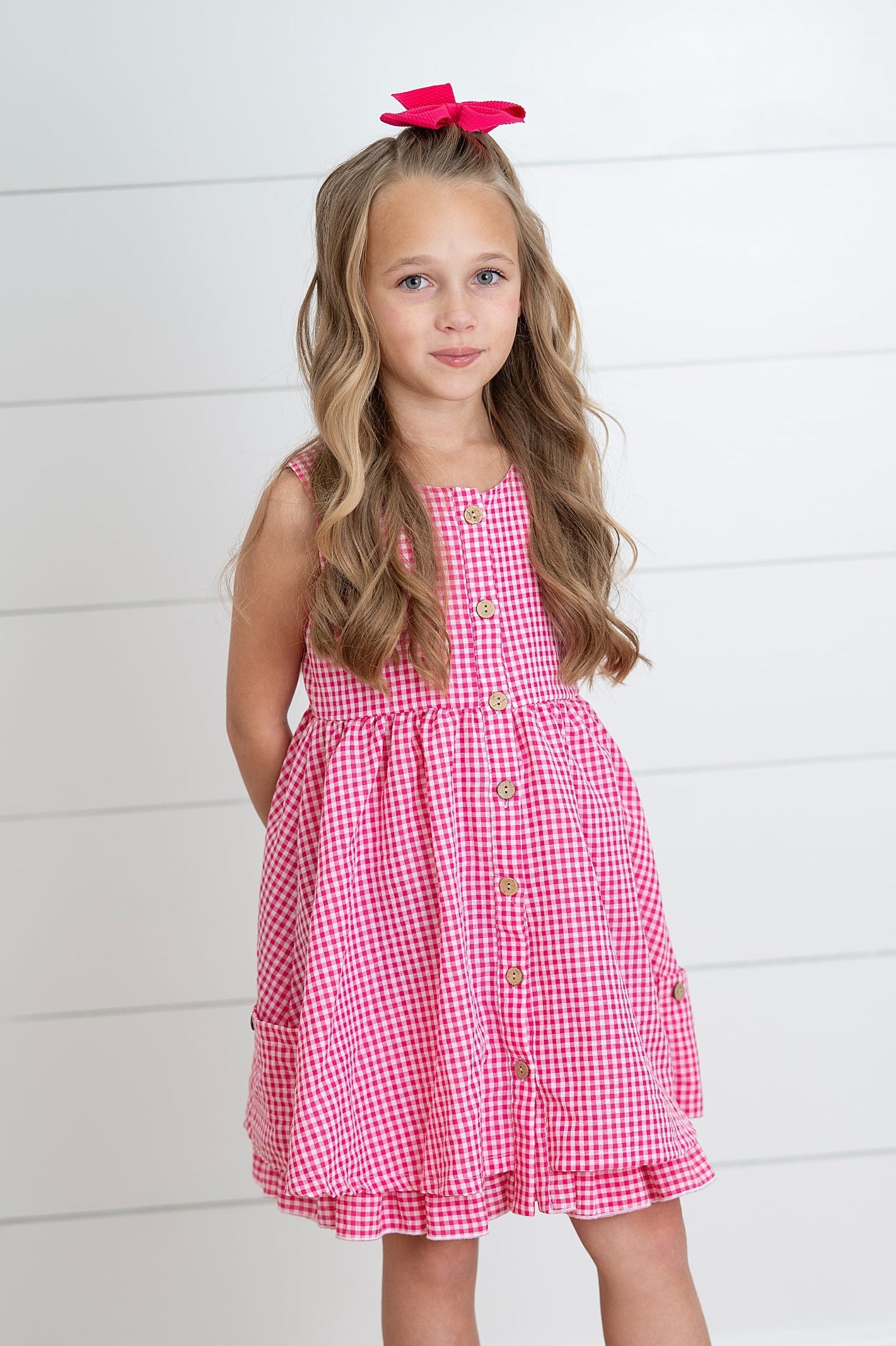 Brooke Hot Pink Gingham Dress