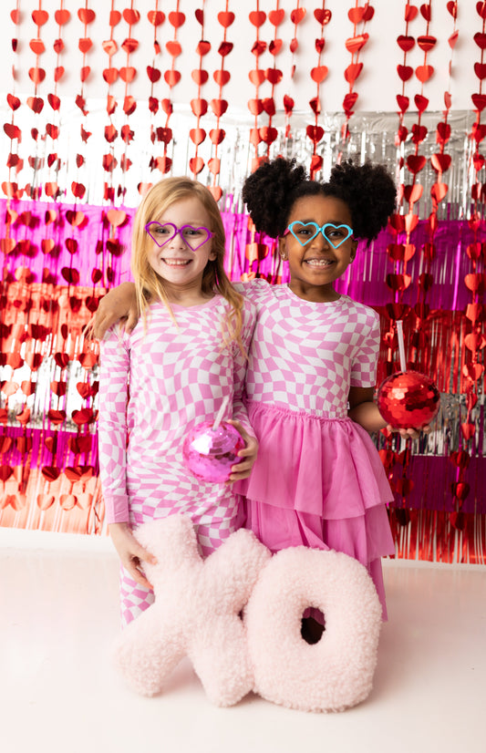 BUBBLEGUM WAVY CHECKERS DREAM TUTU DRESS