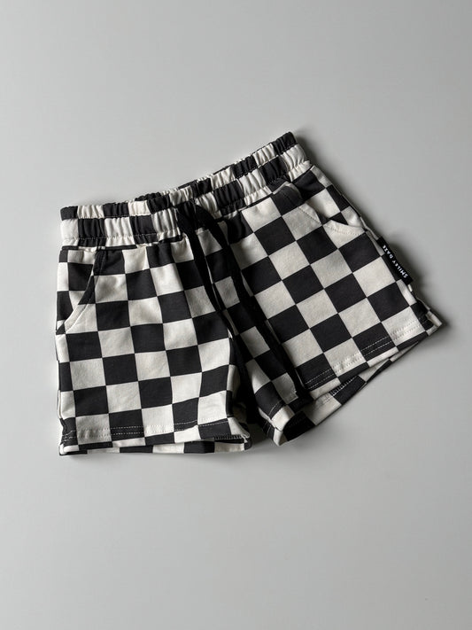 CHECKERED COLOR BLOCK • SHORTS