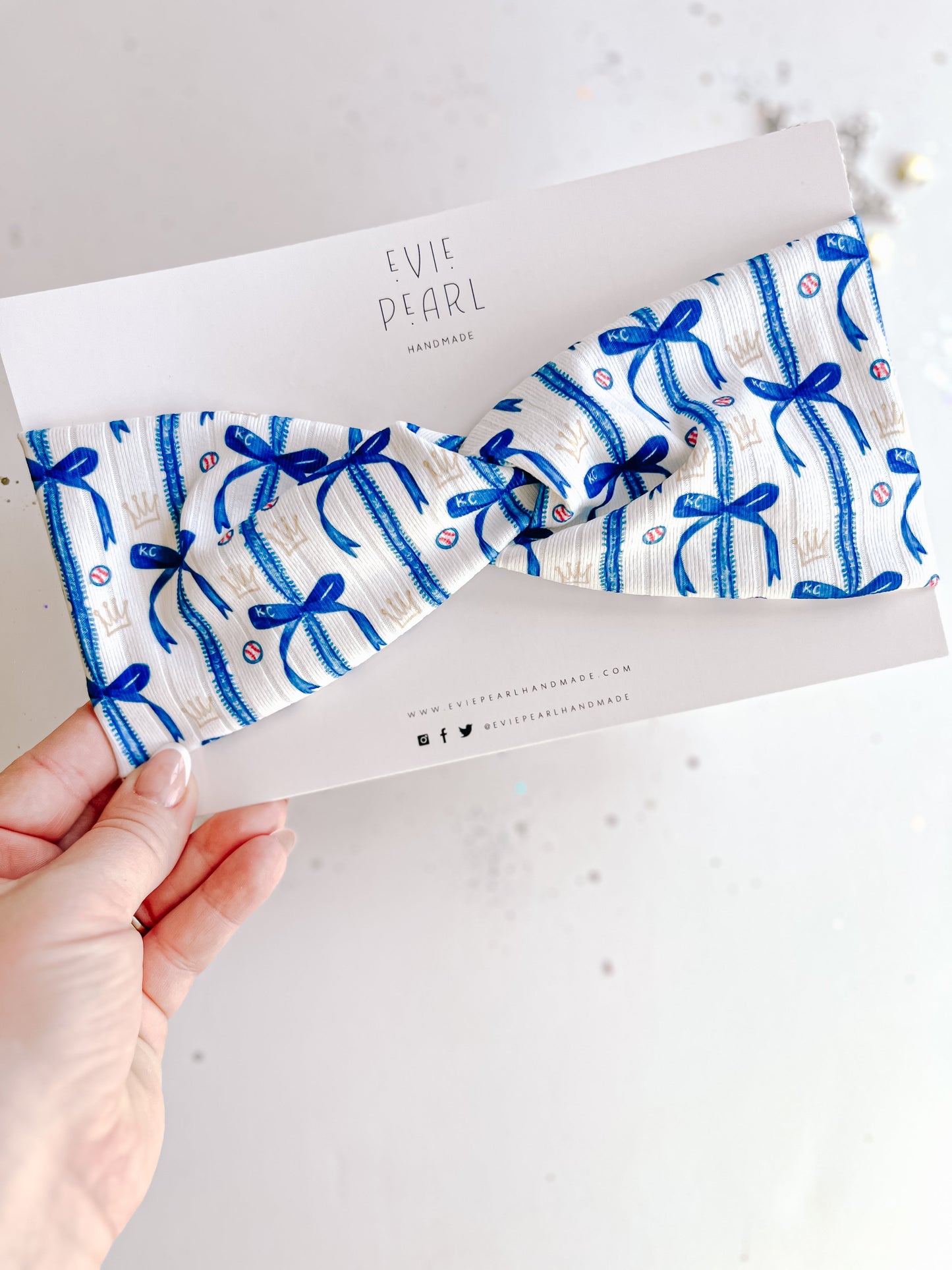 Blue Bows KC Twisted Turban