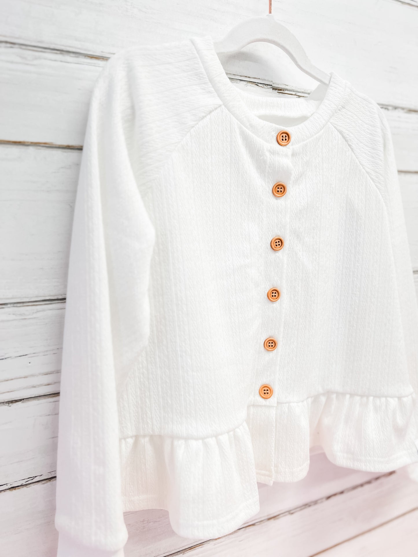 Spring Ruffle Cardigan (white, pink, lavender)